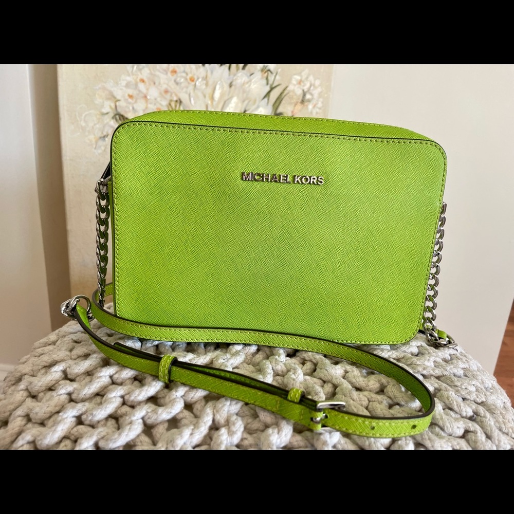 MK lime green crossbody bag